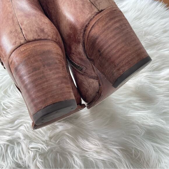 Bed Stu | Womens Begin Tan Teak Driftwood Ankle-High Leather Boot Heeled Buckles - Picture 8 of 12